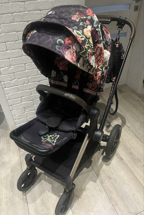 Zestaw Wózek Cybex Priam Bloosom Dark Fotelik Baza Gondola Spacerówka