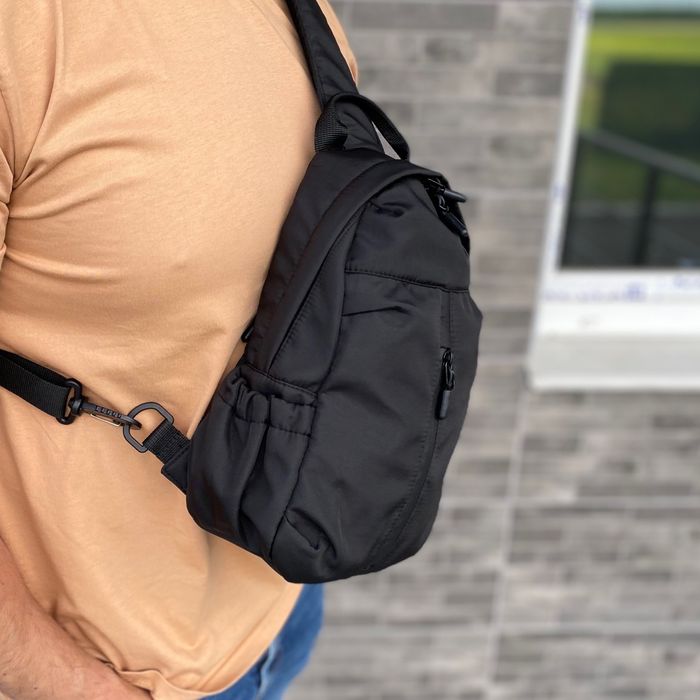 Сумка нагрудна через плече слінг чоловіча чорна Soft Shell