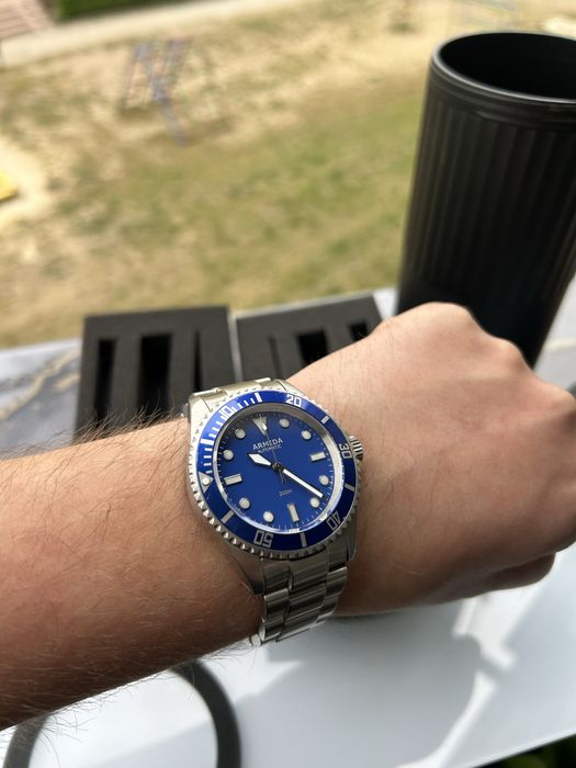 Amerykański Zegarek Dla Nurków Armida A1/Komplet/Automat/Linia Blue*200m*