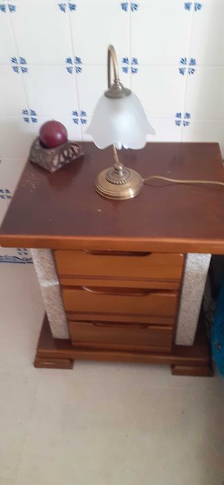 Mobília quarto casal madeira, granito e ferro