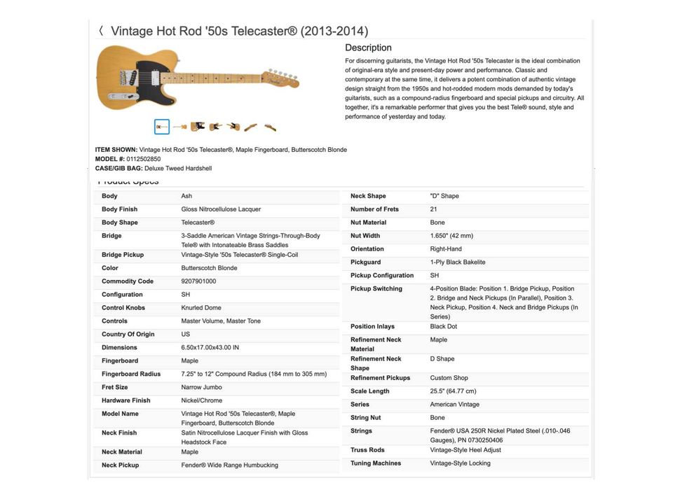 Fender Telecaster Hot Rod 50's USA