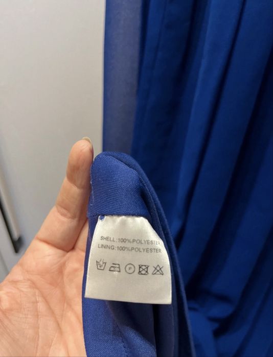 Pretty Little Thing granatowa sukienka wieczorowa maxi S M