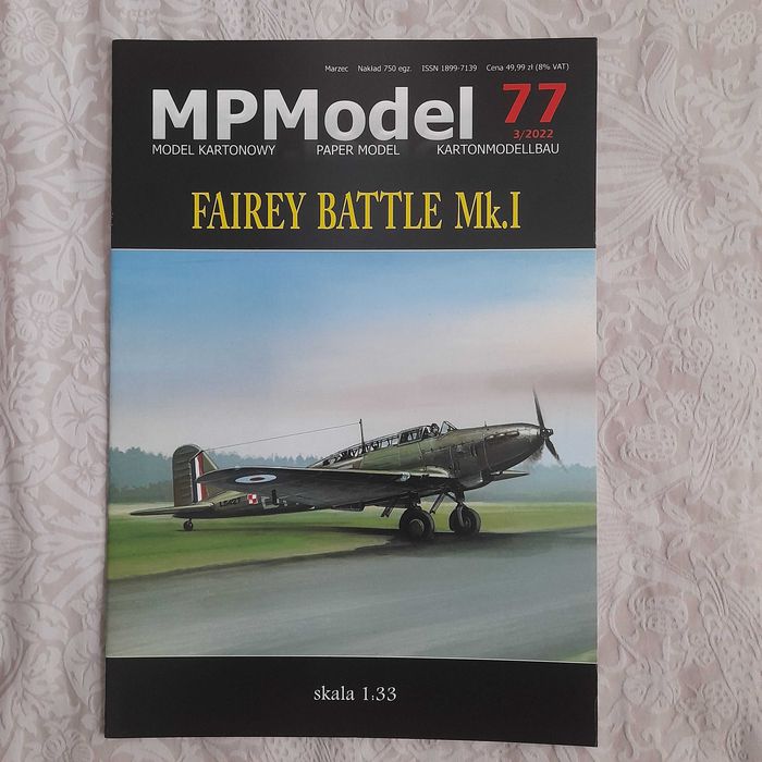 Samolot bombowy Fairey Battle, 1:33, wyd. MPModel, stan bardzo dobry