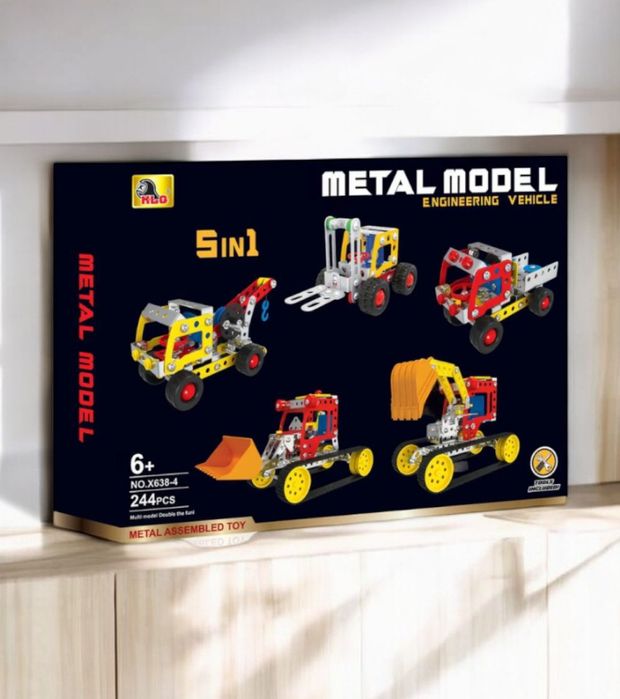 5-в-1 Детский металлический конструктор Строй техника. Подарок Машинка