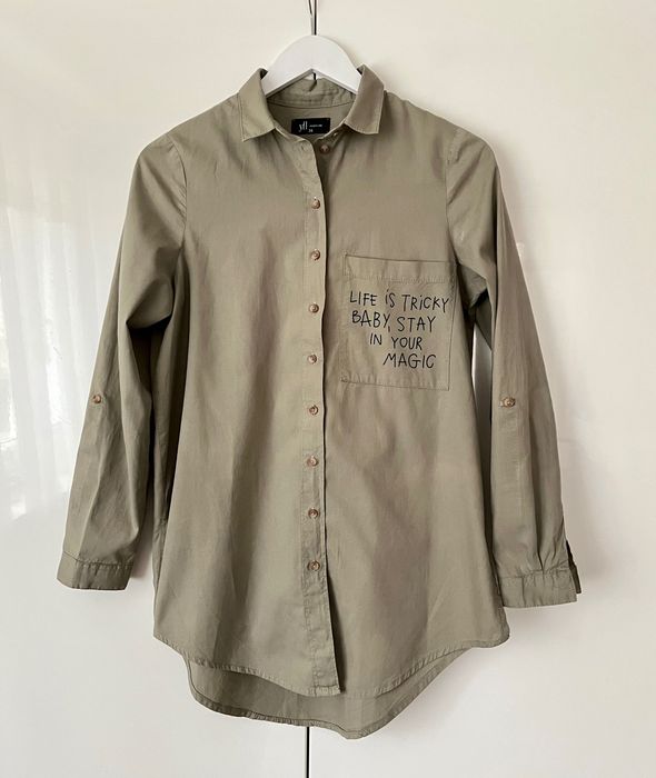 RESERVED - długa koszula oversize. Zielona/khaki. 100% Bawełna. 34/XS
