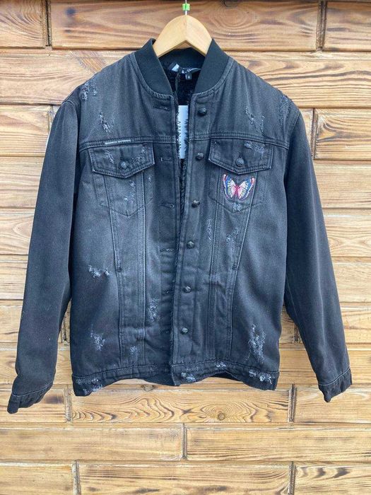 Жіноча джинсова куртка з вишивкою 42 розмір  на штучному хутрі Турція