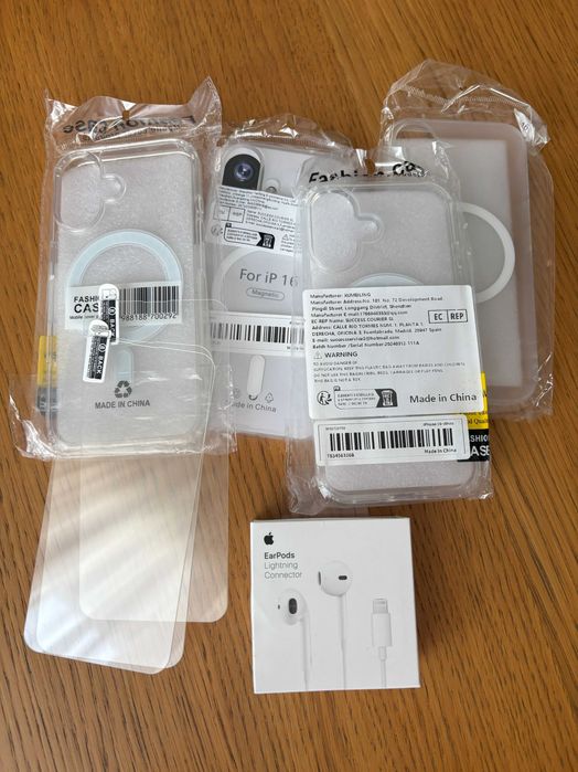 Case Etui Pokrowiec iPhone 16 + GRATIS! szkiełko 3 sztuki , słuchawki
