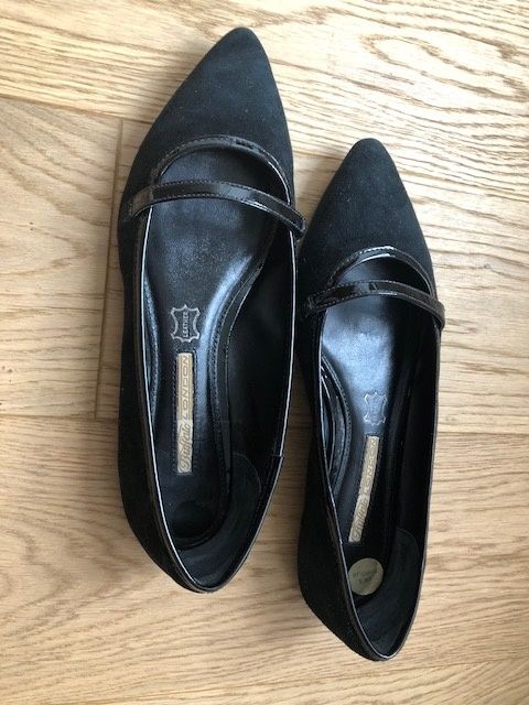 Czarne buty, baleriny wsuwane, czarne eleganckie półbuty