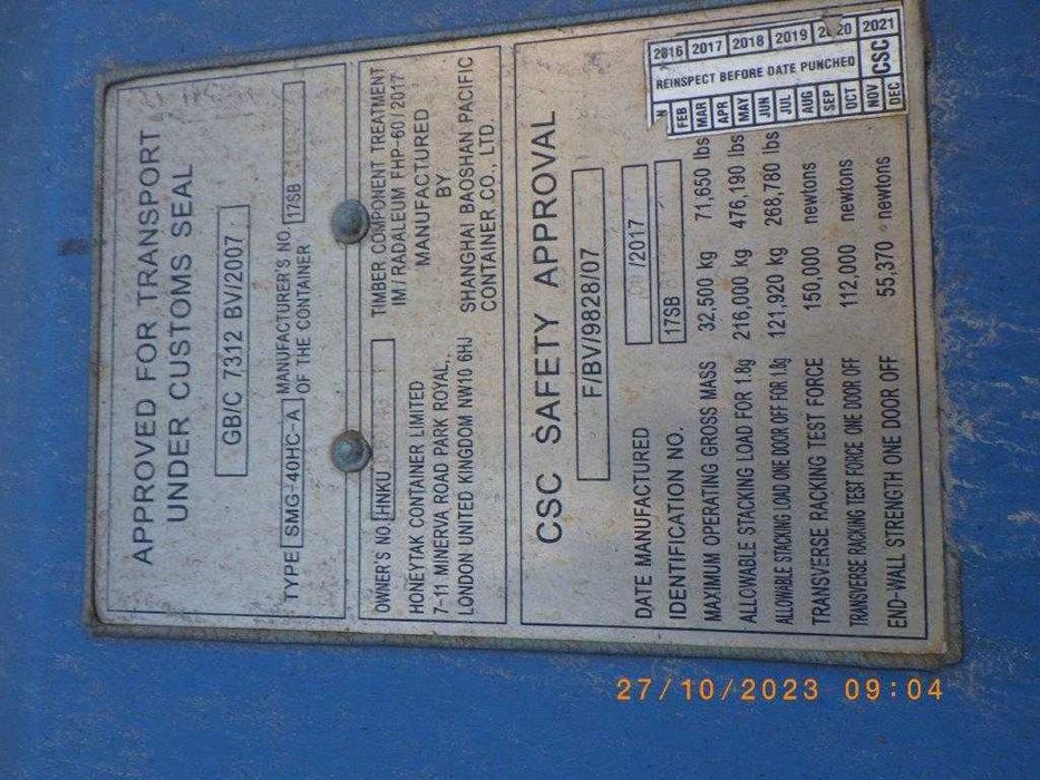 Kontener morski magazynowy 40 DV/HC 12 metrowy, używany, transport