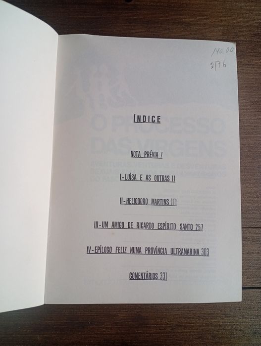 livro "O Processo das Virgens: Aventuras, Venturas e Desventuras Sexuais em Lisboa, nos Últimos Anos do Fascismo"