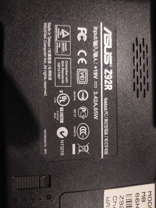 Laptop Asus Z 92R uszkodzony