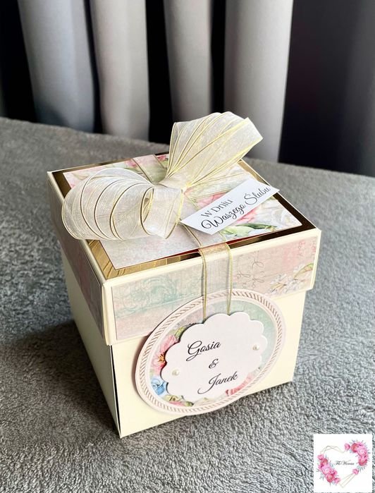Ślubny Exploding Box prezent pamiątka kartka 3D