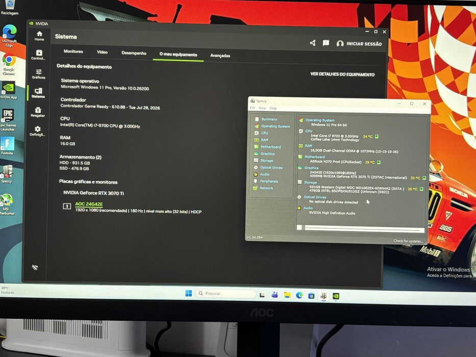 Pc Intel core i7/ RTX 3070 Ti 8GB / Monitor 180Hz,etc