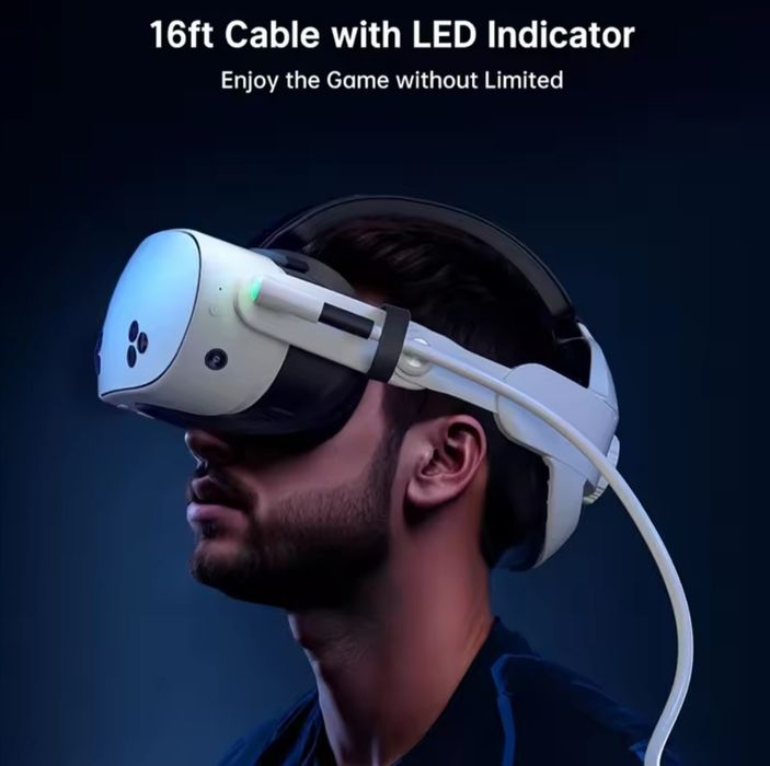 Кабель Oculus Link 5M з додатковим живленням 5Гбіт/с Для Meta Quest 3/3S/2 , Pico 4
