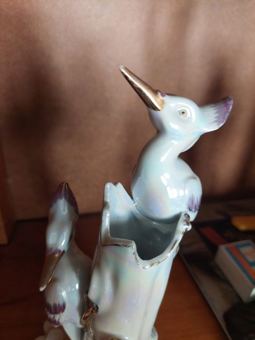 Escultura porcelana pássaros