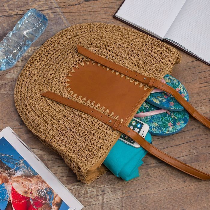 Brązowa Torba damska na lato pasek suwak boho modna listonoszka kosz
