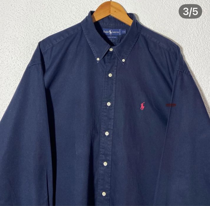 Хлопковая рубашка Polo Ralph Lauren мужская цвет синий regular