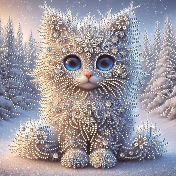 kotek z diamentów kot diamentowy painting diamond haft diamentowy nowy