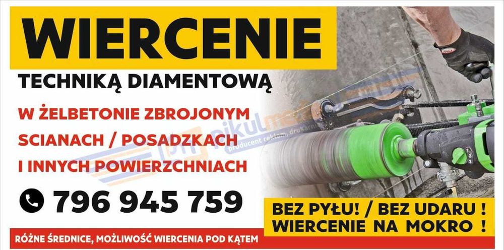 Przewierty, odwierty w betonie, cięcie betonu