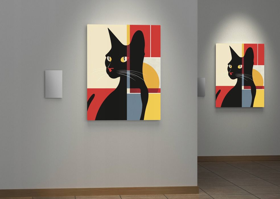 Obraz Geometryczny Kot w Abstrakcji 45x60 cm na Płótnie