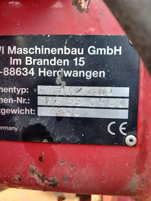 Mulczer Frez AHWI FM 600 waga 3000 kg szerokość 2.3m