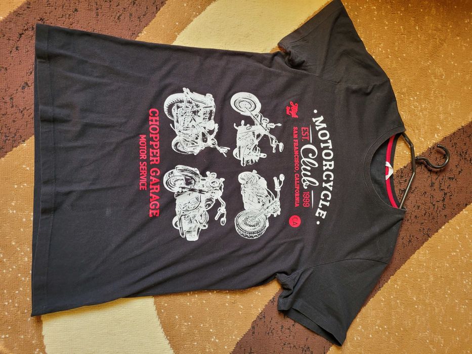 Czarny T-shirt z nadrukiem Pepco, XL, stan bdb