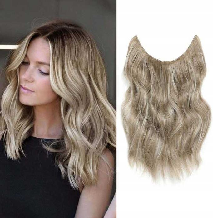 Przedłużki włosów popielaty blond 30 cm niewidoczna żyłka