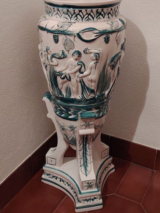 Jarrão em Porcelana Branco e Verde