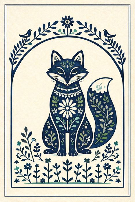 Plakat do kuchni Boho Folk Lis A3 Dekoracja na ściane