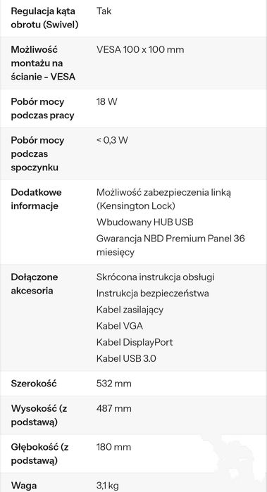 Monitor Dell 23 P2317H, stan bardzo dobry/idealny