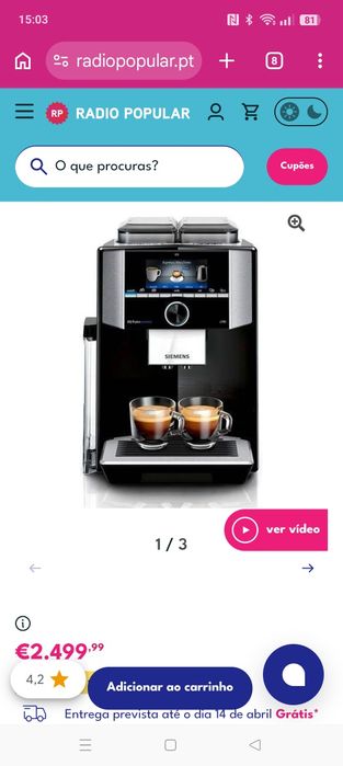 Máquina de café Siemens eq9 Conect plus wifi