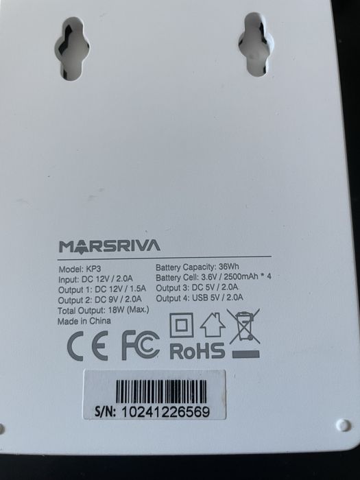 ДБЖ для роутера ONU MARSRIVA Smart Mini DC UPS KP3 White 10000мАч