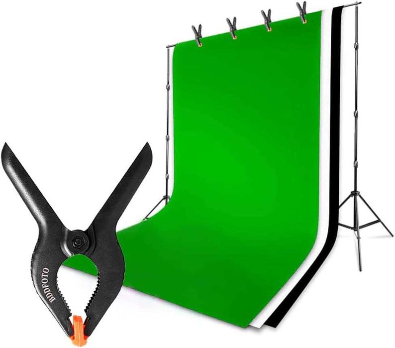 Fundo Fotografia Vídeo Verde 1,5 x 2M, dobrável Pura Musselina 3 clipe