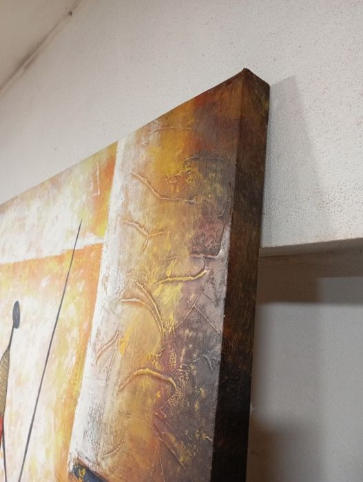 Pintura étnica em tela grande 119,5cm x 99,5cm de parede