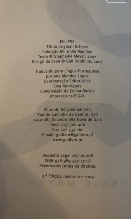 Livro Eclipse - saga twilight