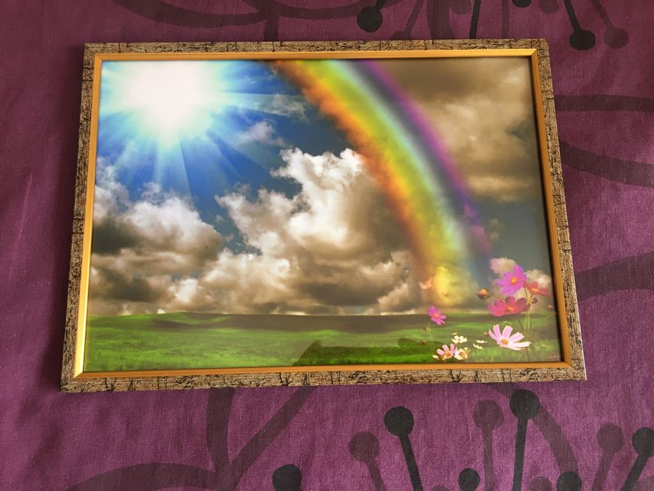 картина, фотокартина "радуга над полем" - 20х30