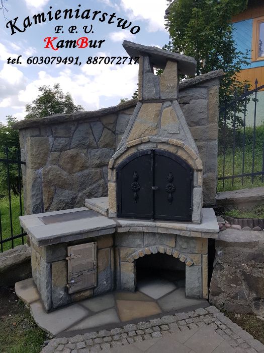 Grillo-wędzarnia i piec z blachą z piaskowca (E15)