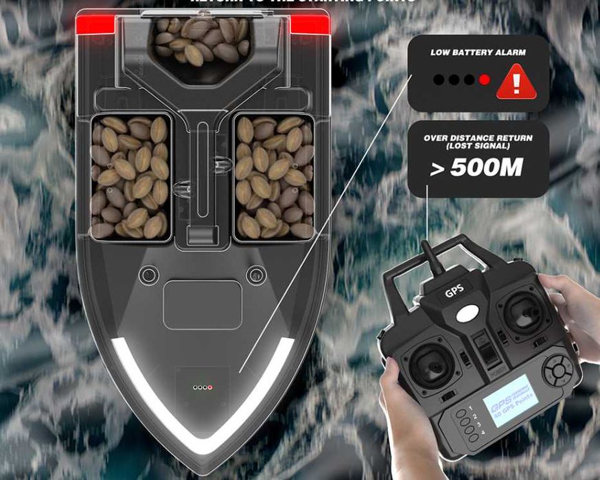 Łódka Zanętowa Flytec V020 GPS Auto Powrót 2X Akumulator 12000Mah
