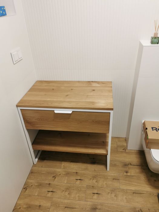 Szafka loft dębowa pod umywalkę z szufladą, dąb industrial łazienka
