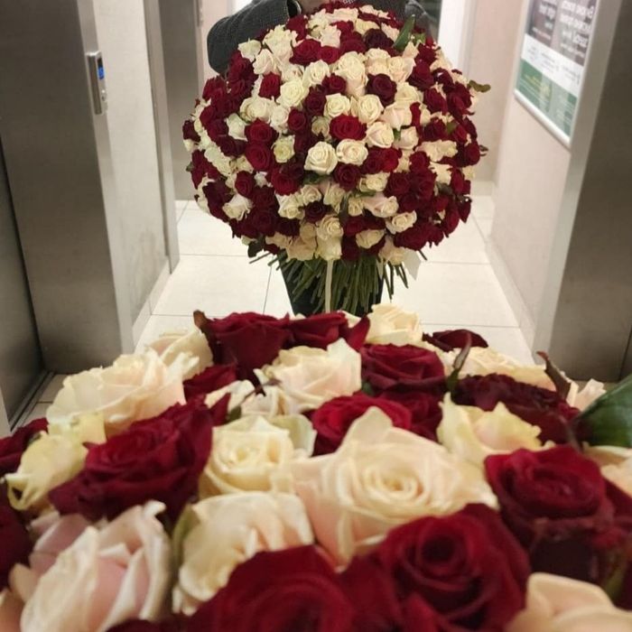 Роза, цветы, 101 роза микс ! Красная и белая роза!  Доставка цветов!