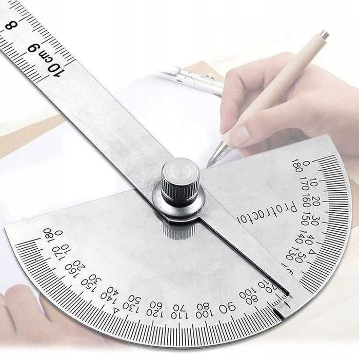 Kątomierz z linijką 0–180°nastawny Uniwersalny Tarczowy L-100mm