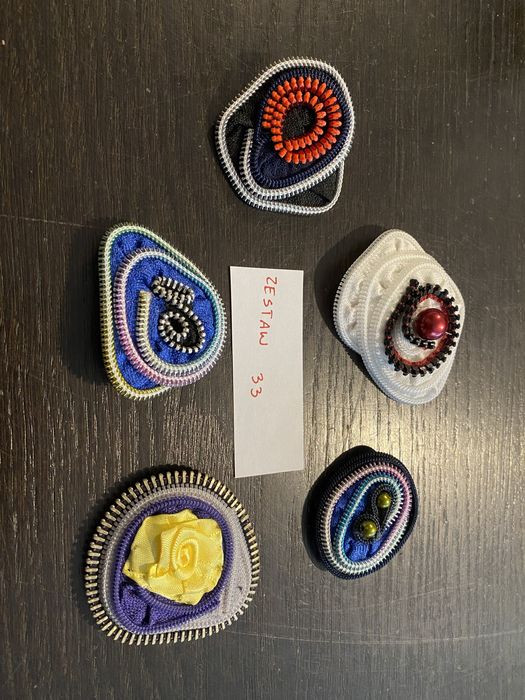 Broszki handmade z suwaków unikat zestaw 33