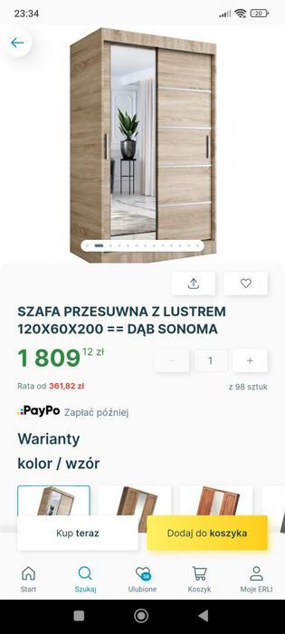 Szafa 120x200 dąb sanoma