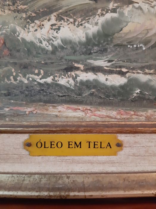 Quadro óleo em tela com moldura em madeira