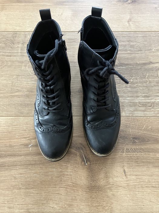 Czarne botki, skórzane