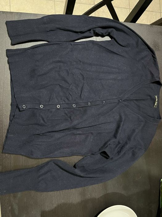 Casaco malha azul escuro