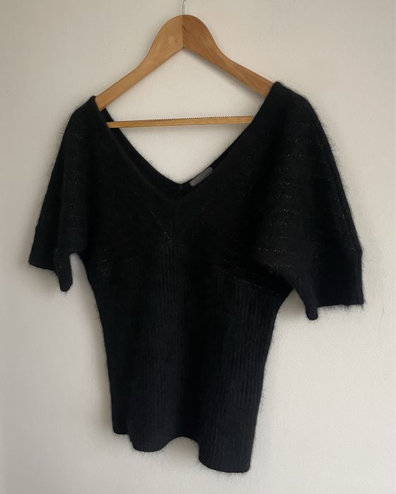 Armani elegancki sweter z angory srebrna nitka glamour