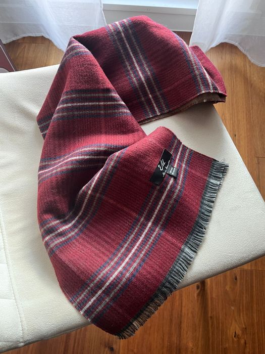Szal szalik męski z wełny 90% bordowy krata