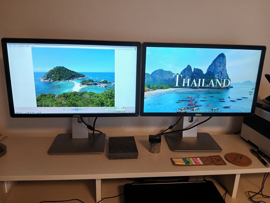 Zestaw dwóch monitorów Dell 22" + stacja dokująca i kable