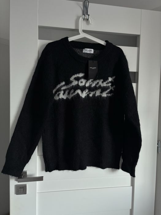 Sweter saint laurent czarny napis